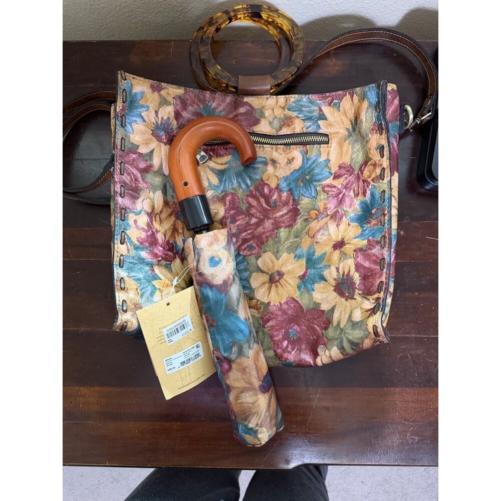 Patricia Nash Magliano Floral Open/Close Umbrella & Crossbody Purse Set NWT